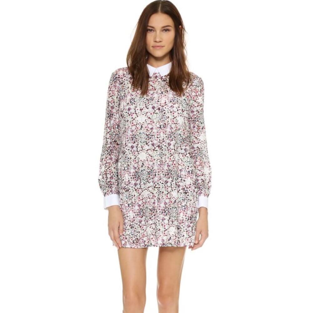 BCBGMAXAZRIA Womens L Multi Maris Printed Lace A Line Babydoll Mini Dress NWT